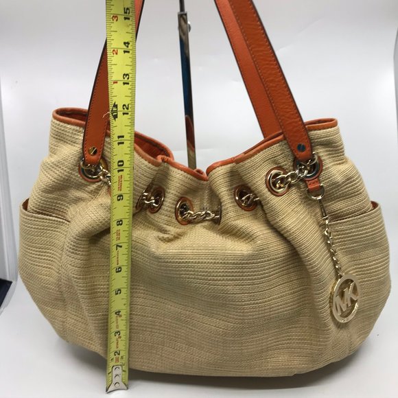 Michael Kors Tan Brown Large Woven Straw Bag - Picture 3 of 8